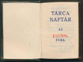 1938 Tárcanaptár igényes bőrkötésben kéményseprővel díszítve, aranyozott lapszélekkel