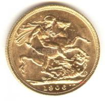 Nagy-Britannia 1906. Sovereign Au "VII. Edward / Szent György" (8g/0.917) T:2- Great Britain 1906. Sovereign Au "Edward VII / St. George slaying the dragon" (8g/0.917) C:VF