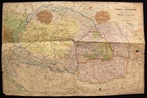 cca. 1850 Magyarországot, Erdélyt, Moldovát és Havasalföldet ábrázoló térkép, pecsétekkel és szakadásokkal / Map of Hungary, Transylvania, Moldova and Wallachia, minor injuries 40x26 cm