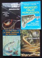 4db horgászkönyv kifogástalan állapotban, köztük pl.: A halak ösztönei és szokásai, Változatok a ponty horgászatára stb.