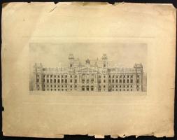 cca 1897 Budapest Földművelésügyi Minisztérium épülete. Fénynyomat a Divald műterméből 44×24 cm