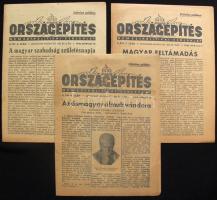 1942 A nemzetpolitikai szolgálat Országépítés c. lapjának 3 száma kiváló  állapotban