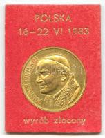 Lengyelország 1983. "II.János Pál pápa látogatása" aranyozott fém emlékérem T:BU plasztiktokban Poland 1983. "Visit of Pope John Paul II" gold plated metal medallion C:BU in plastic case