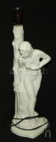 Női aktot mintázó mázas kerámia lámpa hozzá tartozó burával / Ceramic lamp in the shape of female nude, 50cm