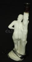 Női aktot mintázó mázas kerámia lámpa hozzá tartozó burával /
Ceramic lamp in the shape of female nu...