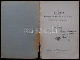 Tóth Lajos: A páskha eredete és történeti fejlődése. Pápa, 1931, Főiskolai Könyvnyomda, p92. Dedikál...