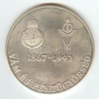 1992. "Vám- és Pénzügyőrség 125 éves" nagyalakú Ag emlékérem (70mm/163g/0.925) eredeti fa díszdobozban T:PP Csak 100db! R!