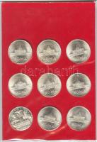 Vatikán 2000. "A XX. század pápái" 9db fém emlékérem eredeti szuvenír díszkiadásban T:1
Va...