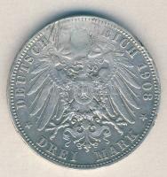 Német Államok/Szászország 1908. 3M Ag "II. Frigyes Ágost" T:2- ü.
German States/Saxony 190...