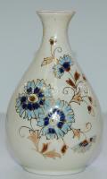 Kézzel festett búzavirágos jelzett Zsolnay porcelán vázácska / Hand-painted chinaware vase, 12cm