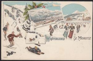 Sankt Moritz winter sports litho