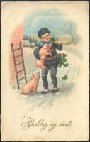 New year, chimney sweeper, clover, piggs litho (EK)