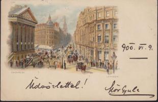 London Cheapside litho minicard (13 × 8 cm)