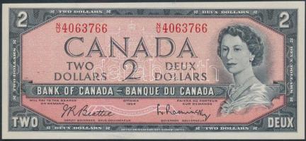 Kanada (1954) 1961-72. 2$ aláírás: Beattie-Rasminsky T:I- Canada (1954) 1961-72. 2 Dollars sign.: Beattie-Rasminsky C:AU