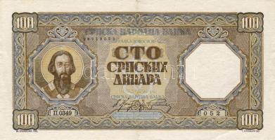 Szerbia/Német megszállás 1943. 100D T:II