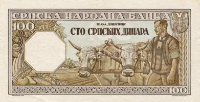 Szerbia/Német megszállás 1943. 100D T:II