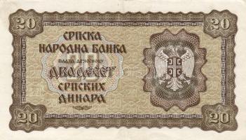 Szerbia/Német megszállás 1941. 20D T:II