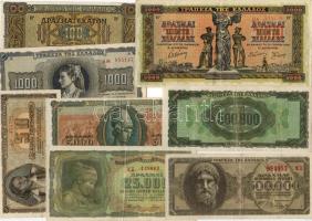 Görögország/Német-olasz megszállás 1941-1944. 50, 100, 1000, 5000, 25000, 50.000Dr (2x) 8db T:II