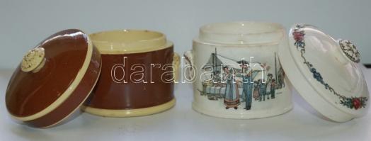2db francia mázas kerámia mustáros edény /
French ceramic mustard jars 9cm, d: 8cm
