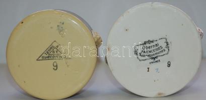 2db francia mázas kerámia mustáros edény /
French ceramic mustard jars 9cm, d: 8cm