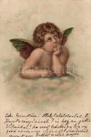 Christmas card, angel, litho (Rb)