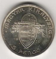 1938. "Szt. István" 5P ezüst T:PP utánveret RRRR!!! Csak 3011db létezhet!
