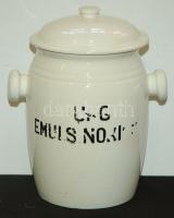 Jelzett Gránit porcelán patikaedény kopott felirattal és javított sérüléssel / Granit chinaware apothecary jar with worn inscription and repaired daamage 18cm