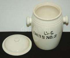Jelzett Gránit porcelán patikaedény kopott felirattal és javított sérüléssel /
Granit chinaware apot...