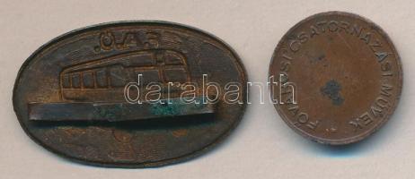 ~1950. Fővárosi Csatornázási Művek Cu zseton + "F.A.Ü." zománcozott jelvény T:2-