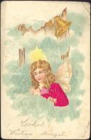 Angel, Judaica Emb. litho silk card (EK)