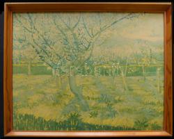 Van Gogh (1853-1890): Olajfák reprodukciója üvegezett keretben 48x41cm