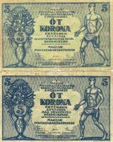 1919. 5K (2x) igen erős színvariánsok T:II/III