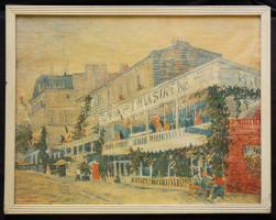 Van Gogh (1853-1890): Restaurant de la Sirene reprodukciója üvegezett keretben, 55x45cm