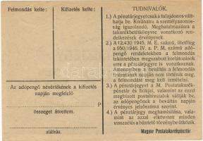 1946. Pénztárjegy 10.000Adópengő 3db, látványos lemezhibákkal, elcsúszott nyomási és vágási hibákkal...