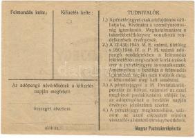 1946. Pénztárjegy 10.000Adópengő 3db, látványos lemezhibákkal, elcsúszott nyomási és vágási hibákkal...