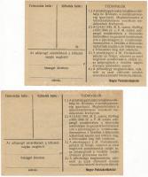 1946. Pénztárjegy 10.000Adópengő 2db, alul "Másra át nem ruházható" szöveg erősen lecsúszv...