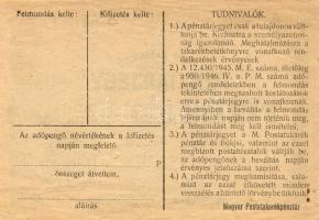 1946. Pénztárjegy 10.000Adópengő 3db, egymás utáni sorszámokkal! T:II