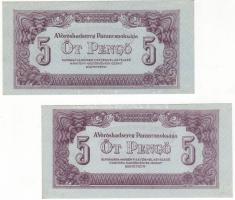 1944. "V.H." 5P 2db erősen elcsúszott nyomás T:I