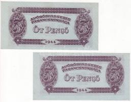 1944. "V.H." 5P 2db erősen elcsúszott nyomás T:I