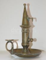 Régi réz nyeles gyertyatartó sapkával / Vintage copper candle holder 10x14cm