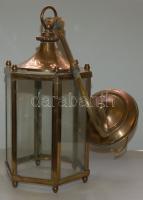 Régies réz-üveg falilámpa / Vintage copper-glass lamp 31x169cm