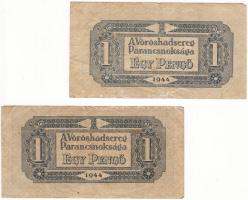 1944. 1P "V.H." 2db erősen eltérő vágásmérettel+5P extrém elcsúszott (felfelé) nyomással T:II/III