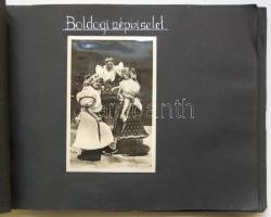 cca 1940 Néprajzi gyűjtemény: Magyar népviseletek az egész országból 32 db fénykép házi készítésű al...