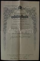 1898 Dr. Torday Árpád tartalékos orvosasszisztensi kinevezése szárazpecséttel gyakorlati igazolásokk...