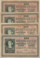 1918. 200K "hullámos/fehér hátlap" 4db T:III/IV