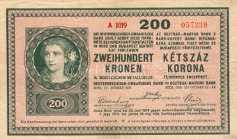 1918. 200K "hullámos/fehér hátlap" T:II