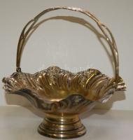 Szecessziós díszítésű sárgaréz kosárka / Art nouveau brass basket 22cm, d: 21cm