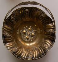 Szecessziós díszítésű sárgaréz kosárka /
Art nouveau brass basket 22cm, d: 21cm