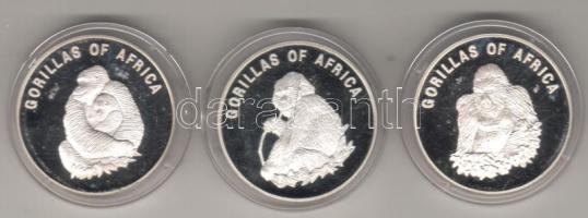 Uganda 2002. 1000Sh 3klf "Gorilla" motívum, 0,400 ezüst T:PP