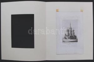 ~1850 Serz & Co.: Moszkvai Szent Szűzanya székesegyház acélmetszet paszpartuban 14x22cm